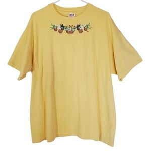 1444 * Anvil Vintage Floral Basket Embroidered Tee Single Stitch Yellow 2X